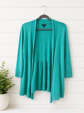 Apt. 9 Women's Teal Open-Front Sweater Plus Size 1X